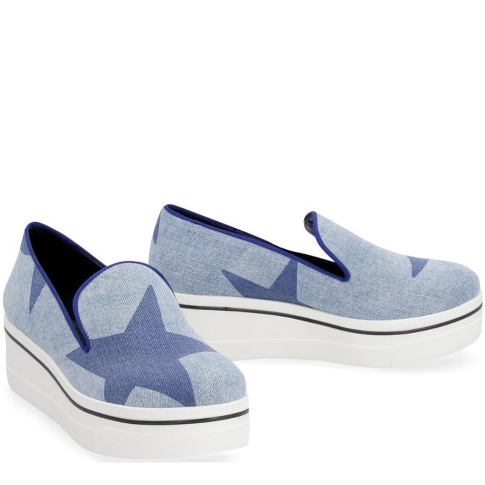 Stella McCartney Binx Stars Denim Loafer Platform Sneakers In Blue In Azul-colal